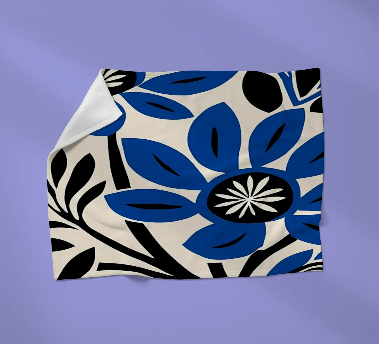Fiori blu retrò coperta in pile da diedrich
