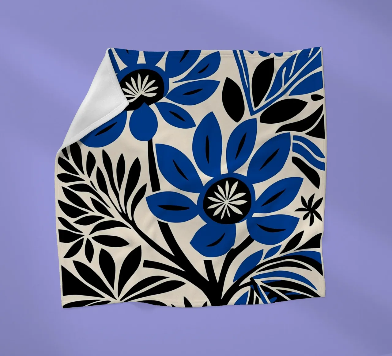 Fiori blu retrò coperta in pile da diedrich