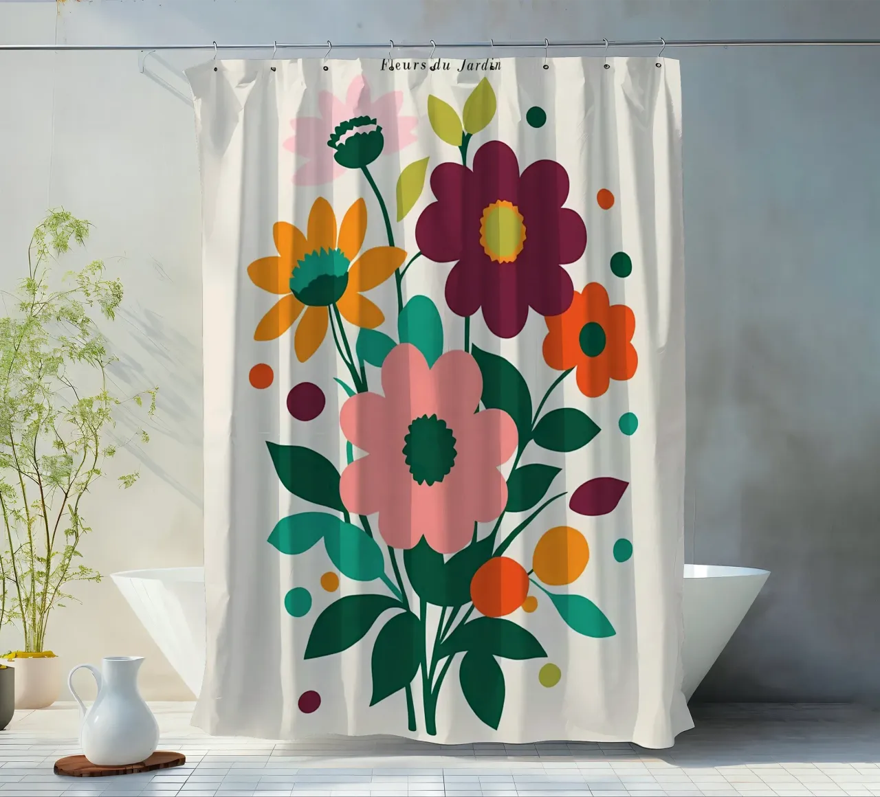 Fiori colorati retrò tenda da doccia da diedrich