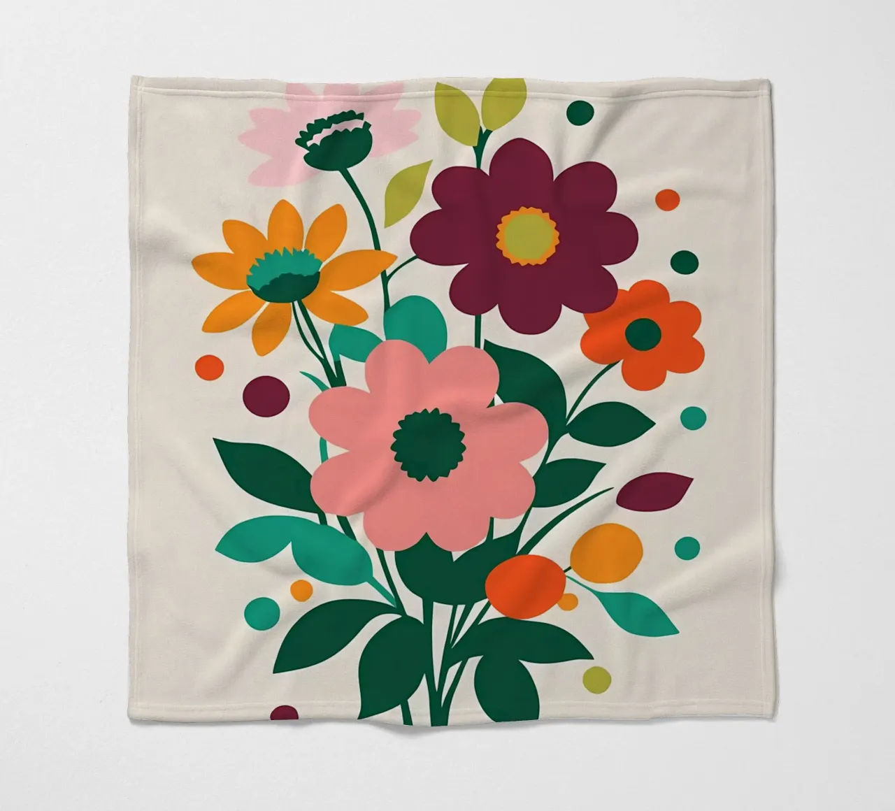 Fiori colorati retrò coperta in pile da diedrich