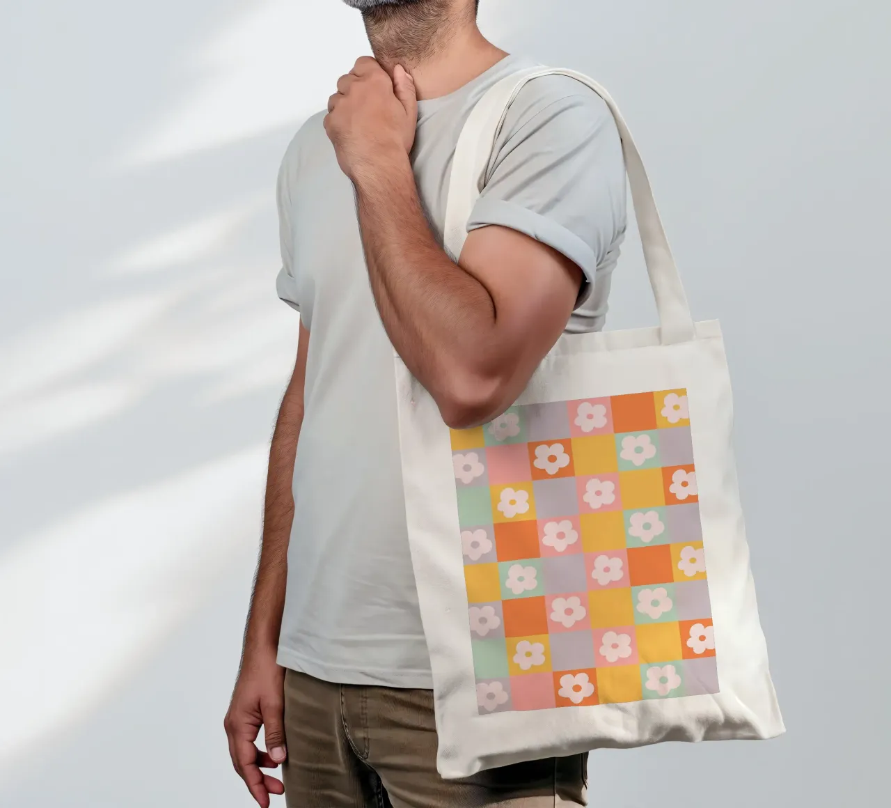 Fiori a quadri retrò 1 borsa in juta da diedrich