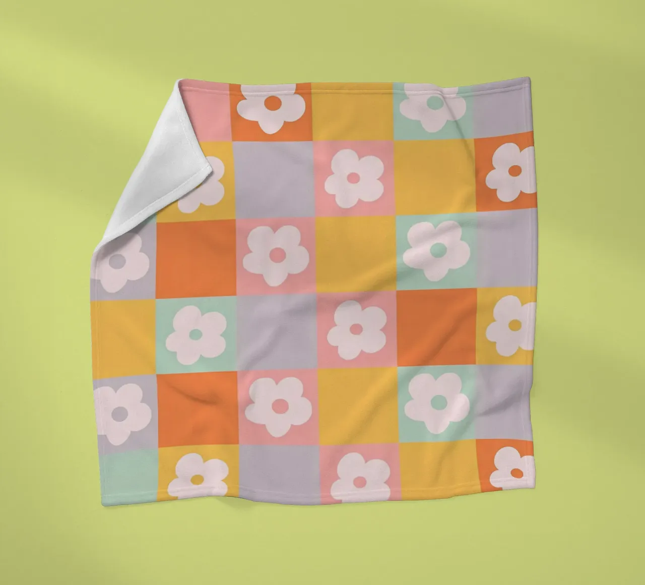 Fiori a quadri retrò 1 coperta in pile da diedrich