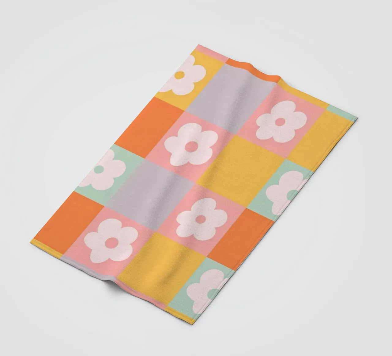 Fiori a quadri retrò 1 coperta in pile da diedrich
