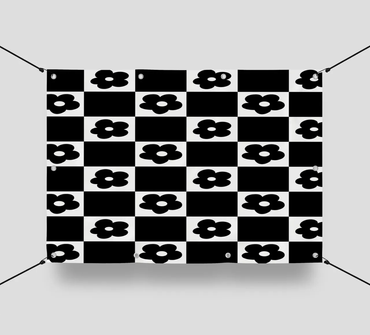 Fleurs à carreaux rétro 4 bâche pvc de diedrich