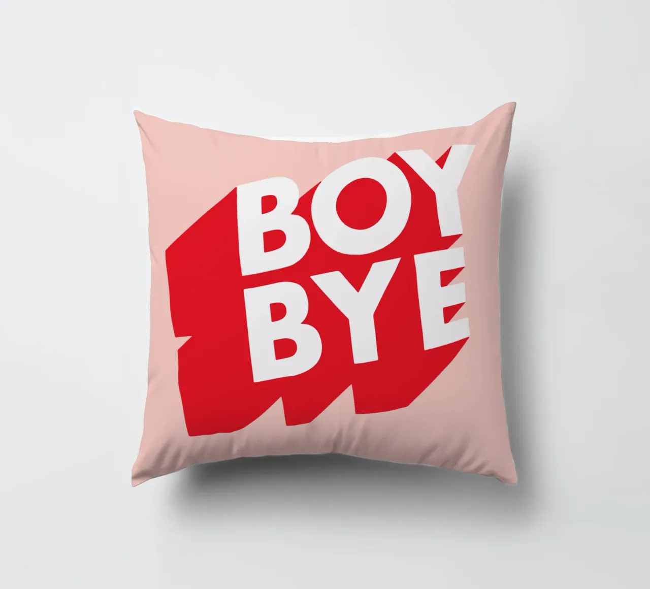 Design tipografico Boy Bye in rosso e rosa cuscino da THE MOTIVATED TYPE