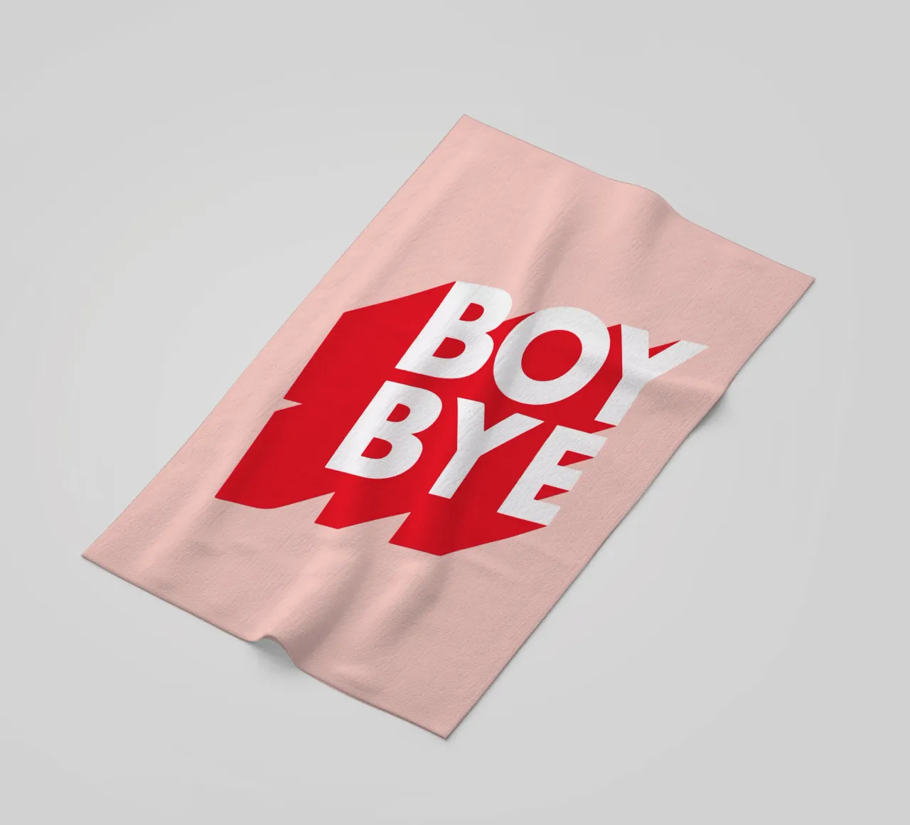 Design tipografico Boy Bye in rosso e rosa telo mare da THE MOTIVATED TYPE