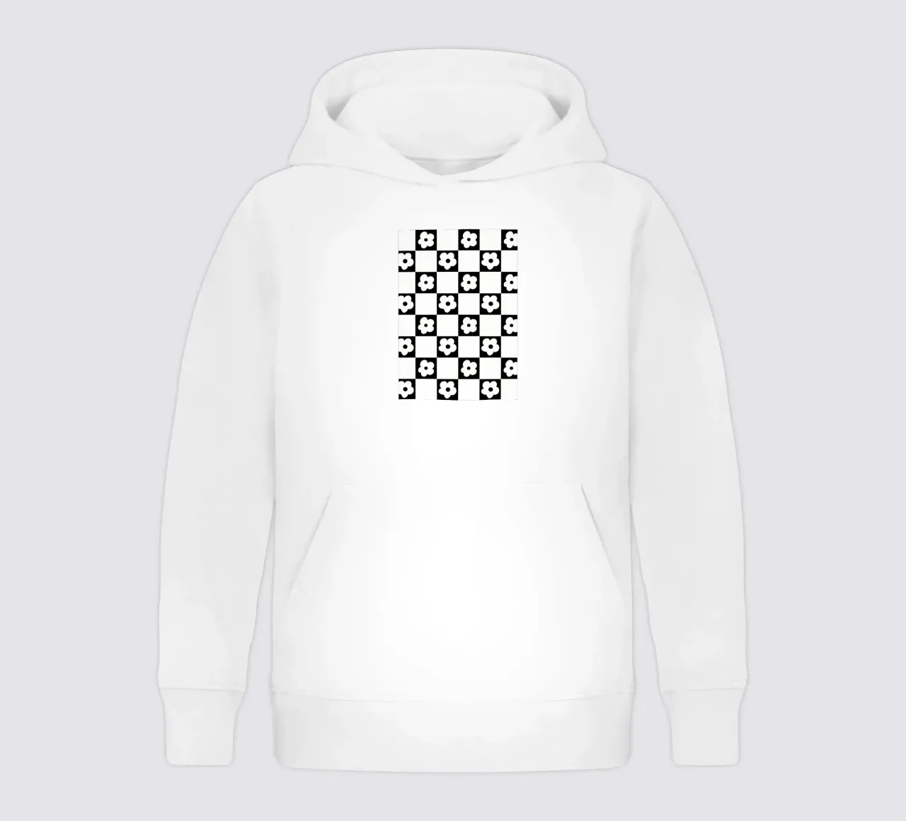 Retro Check Flowers 2 kids hoodie by diedrich