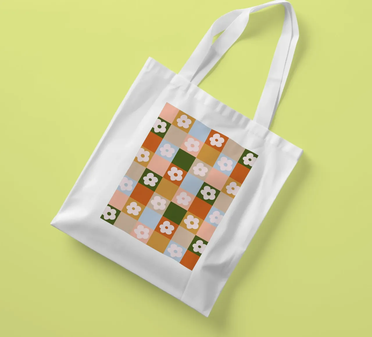 Fiori a quadri retrò 3 borsa in juta da diedrich