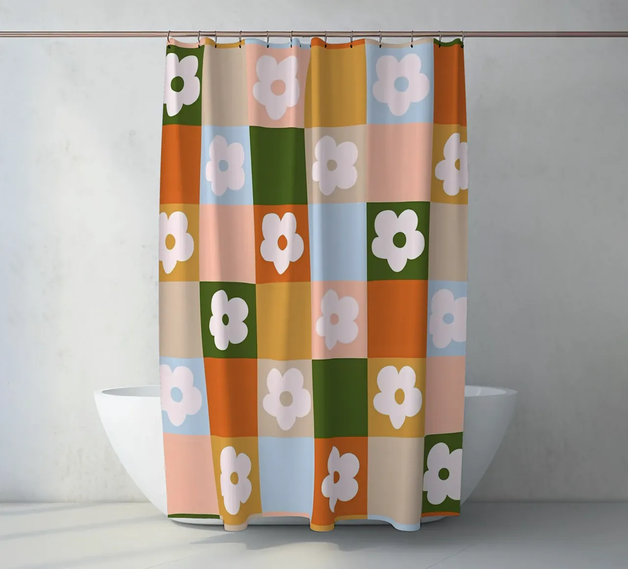Fiori a quadri retrò 3 tenda da doccia da diedrich
