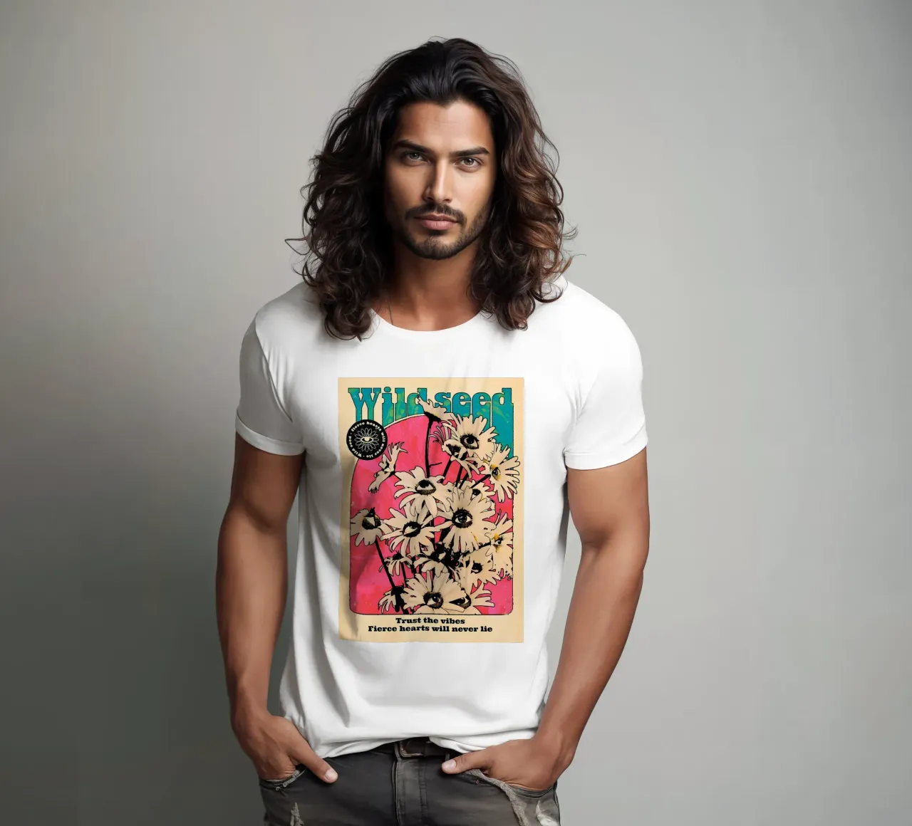 Fiori con occhi retrò t-shirt da diedrich