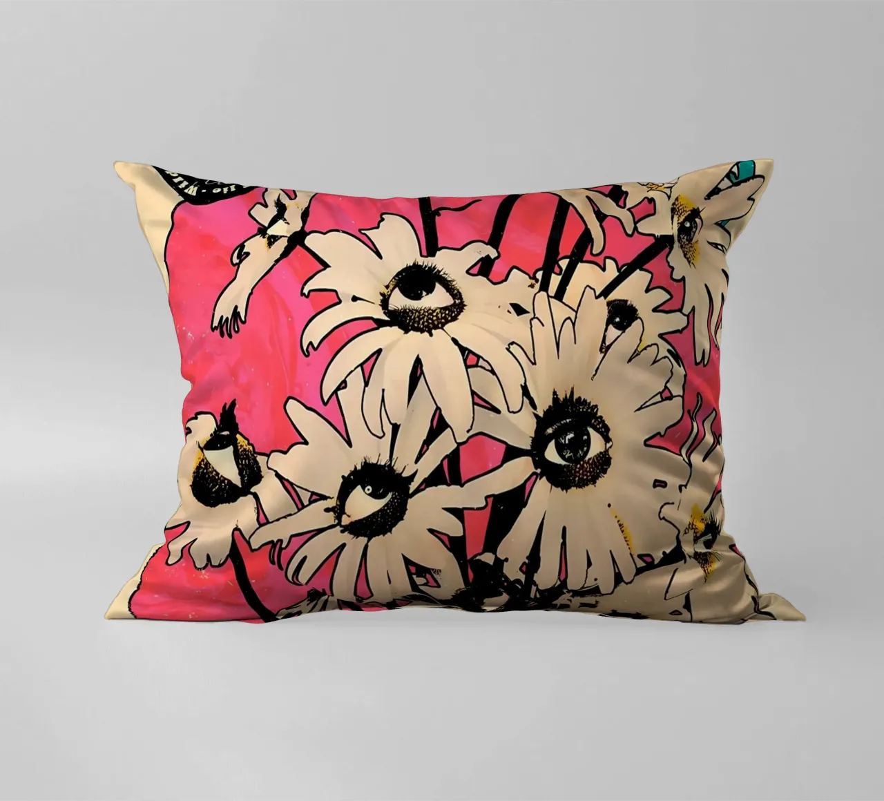 Fiori con occhi retrò cuscino da diedrich