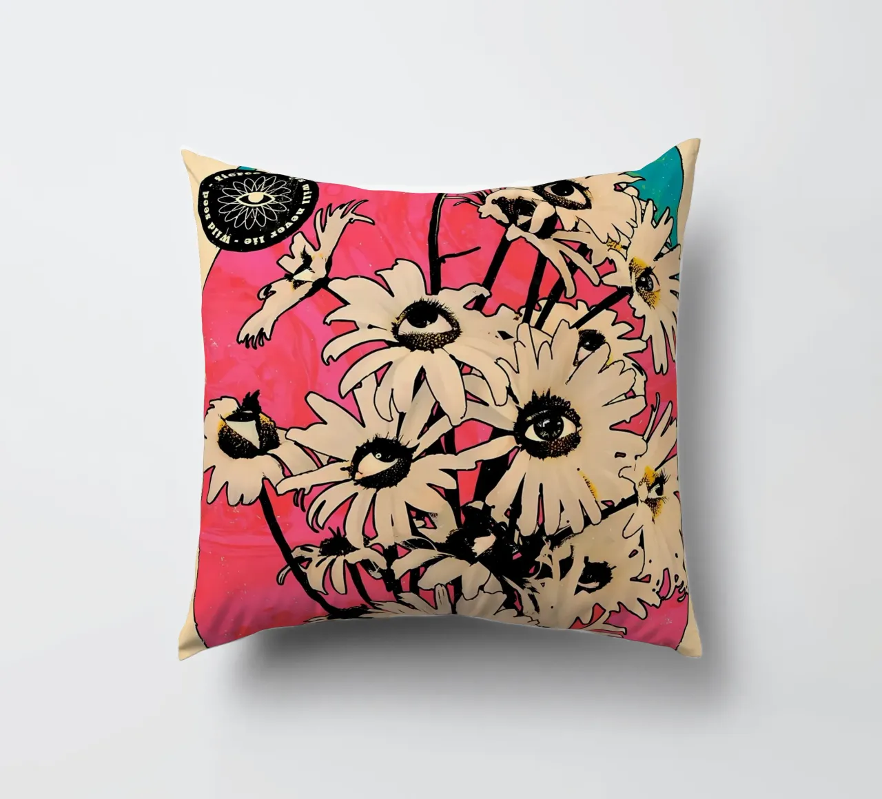 Fiori con occhi retrò cuscino da diedrich
