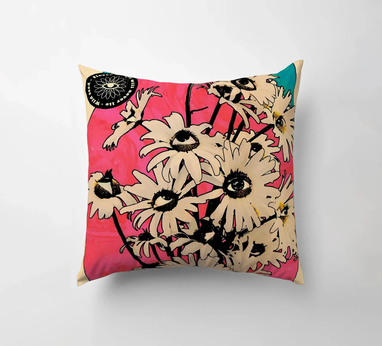 Fiori con occhi retrò cuscino da diedrich