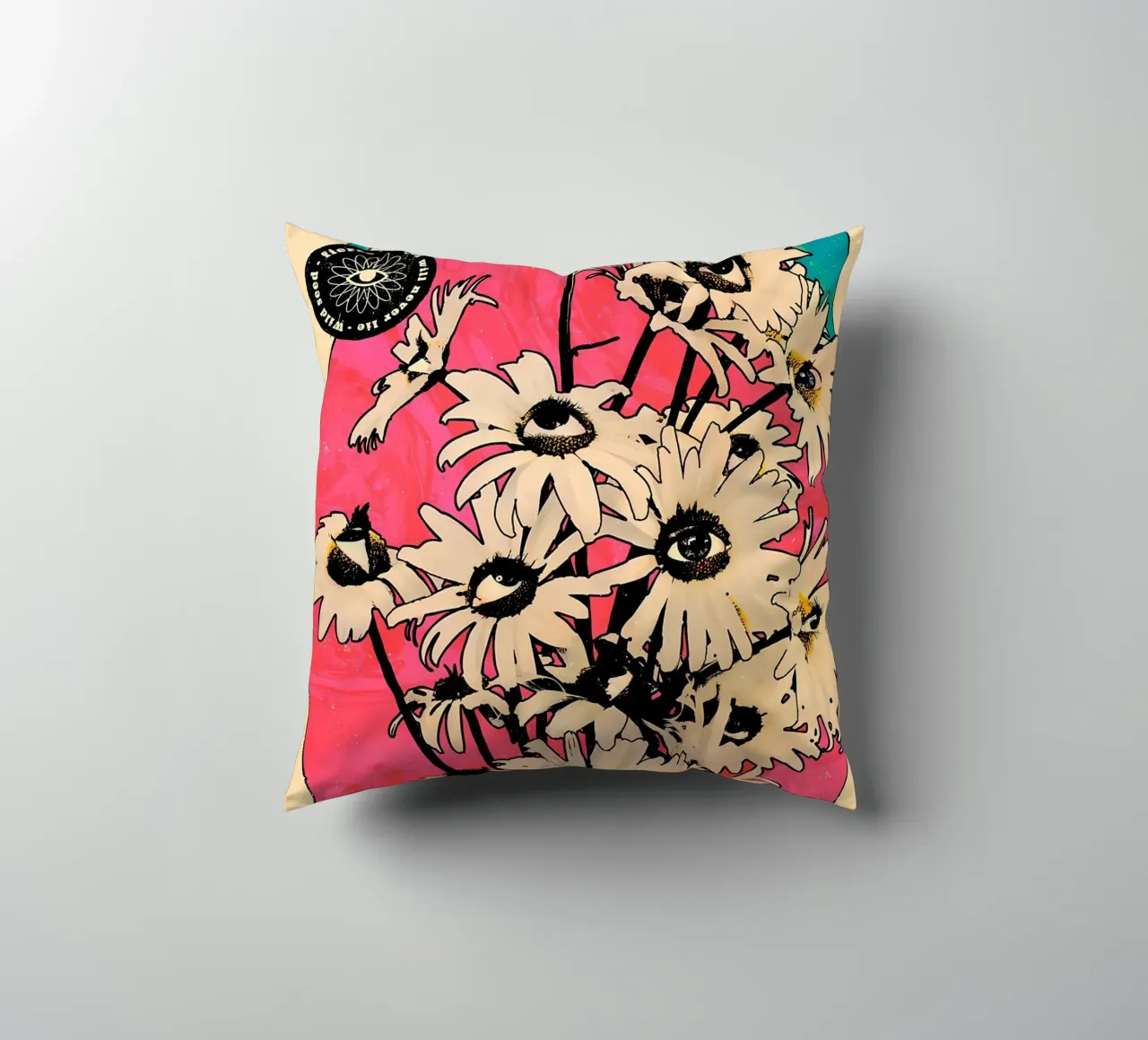 Fiori con occhi retrò cuscino da diedrich