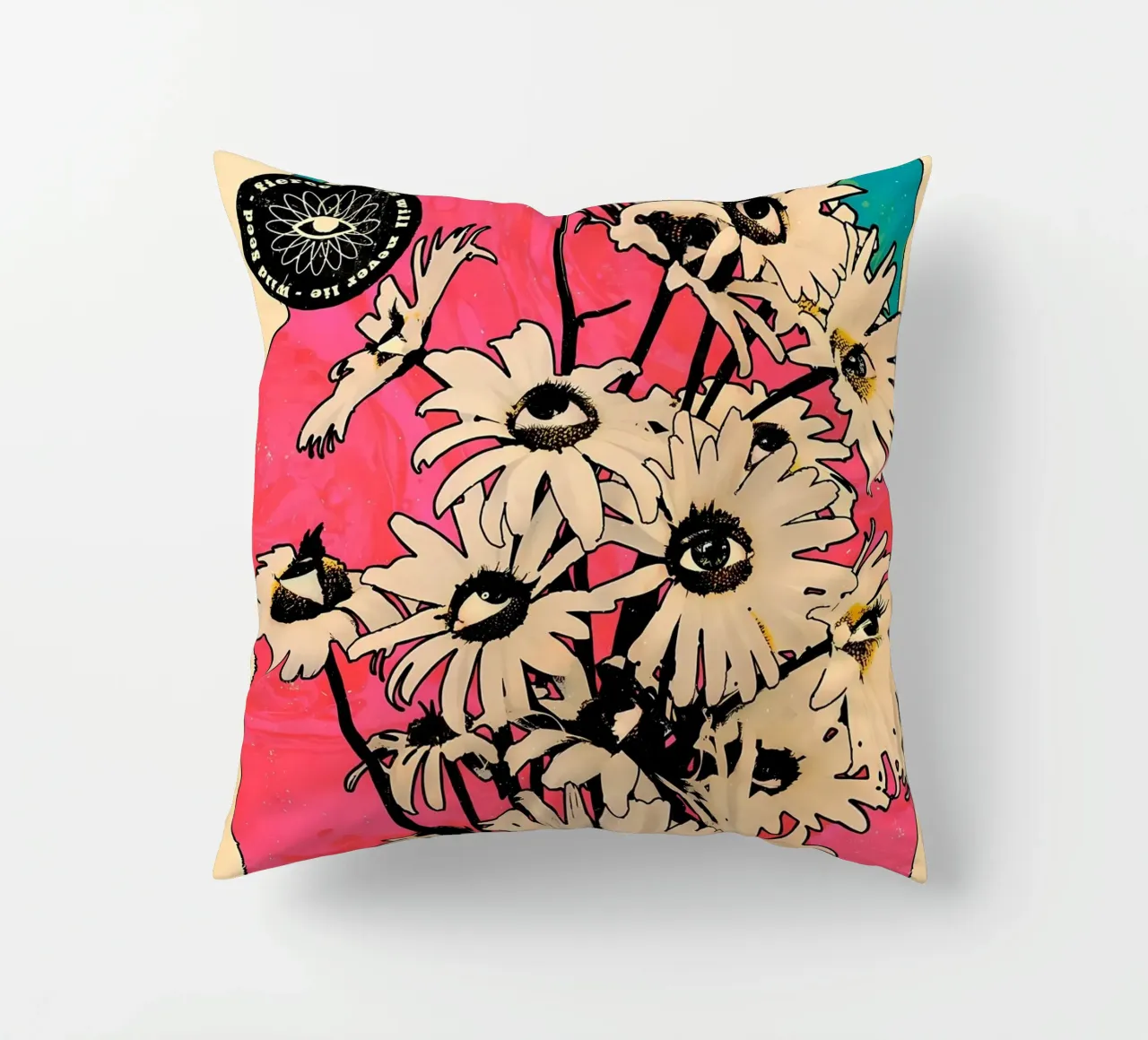 Fiori con occhi retrò cuscino da diedrich