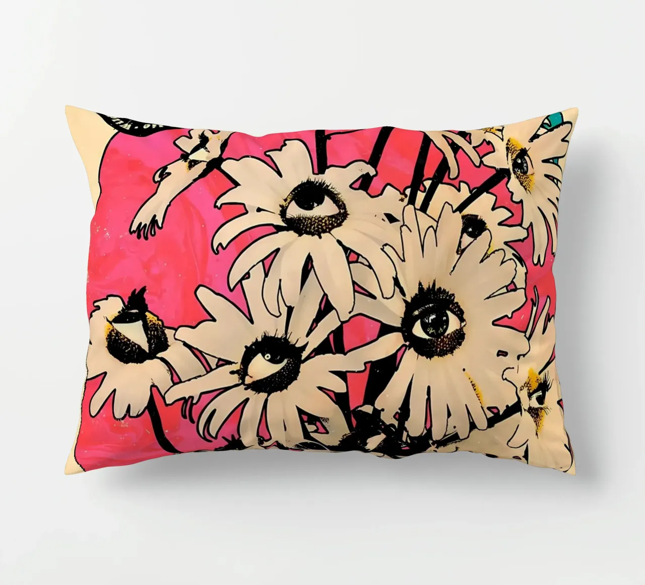 Fiori con occhi retrò cuscino da diedrich
