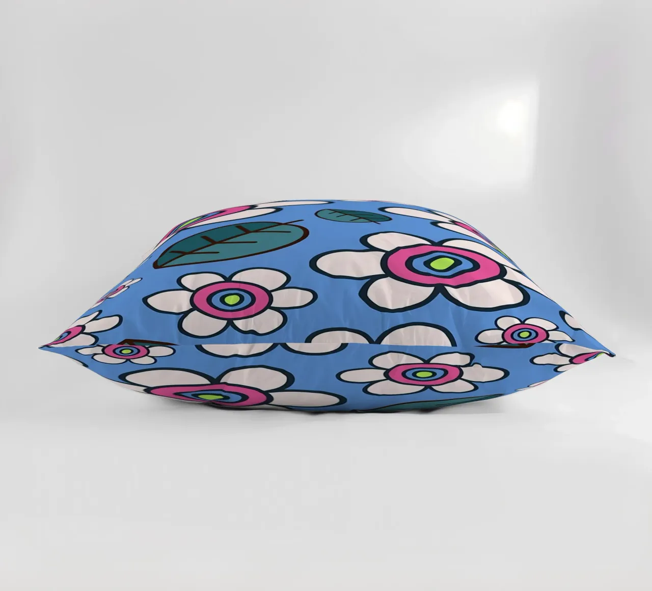 Retro Daisy Flower Doodles decorative cushion by diedrich