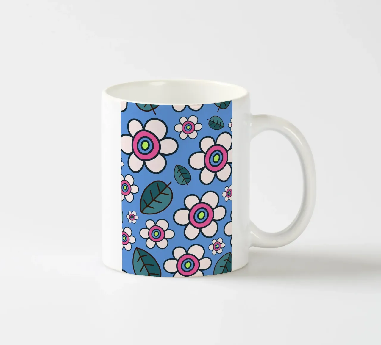 Retro Daisy Flower Doodles ceramic mug by diedrich