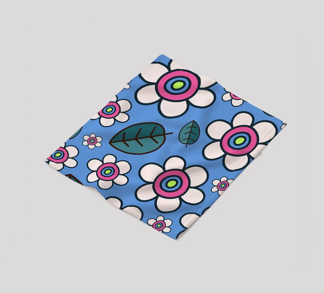 Retro Daisy Flower Doodles fleece blanket by diedrich