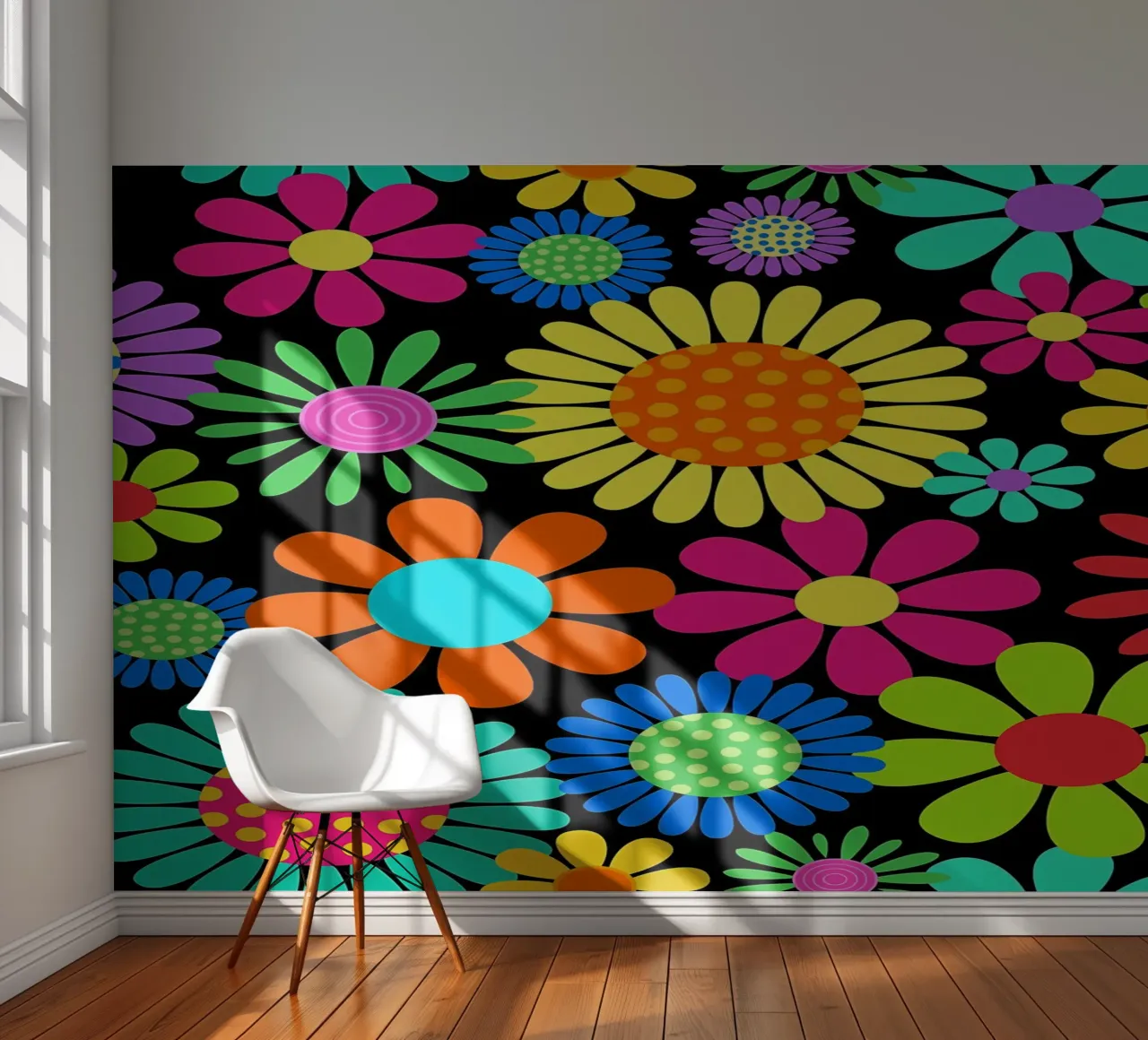 Retro Daisy Flower Power photo wallpaper by diedrich