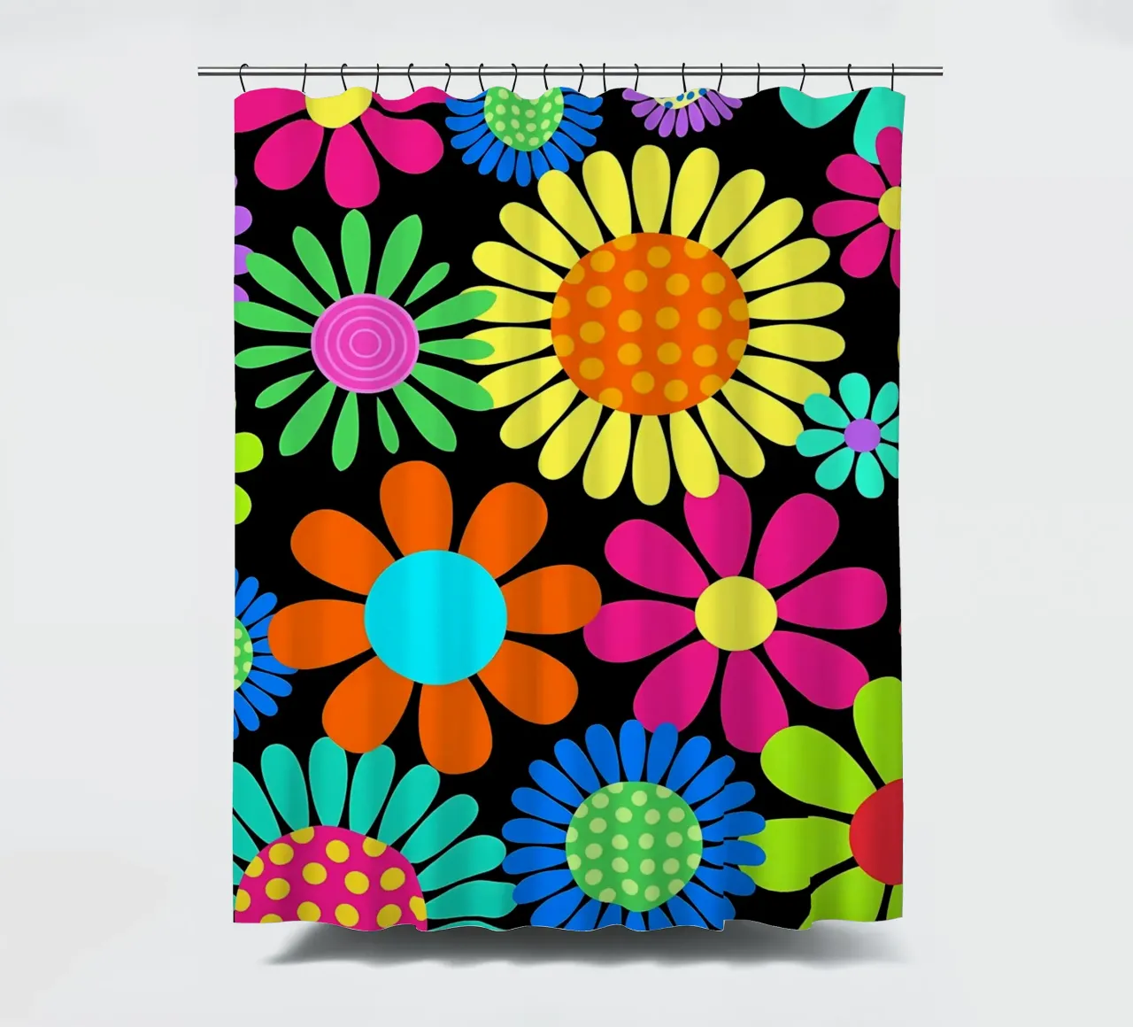 Retro Gänseblümchen Flower Power Duschvorhang von diedrich