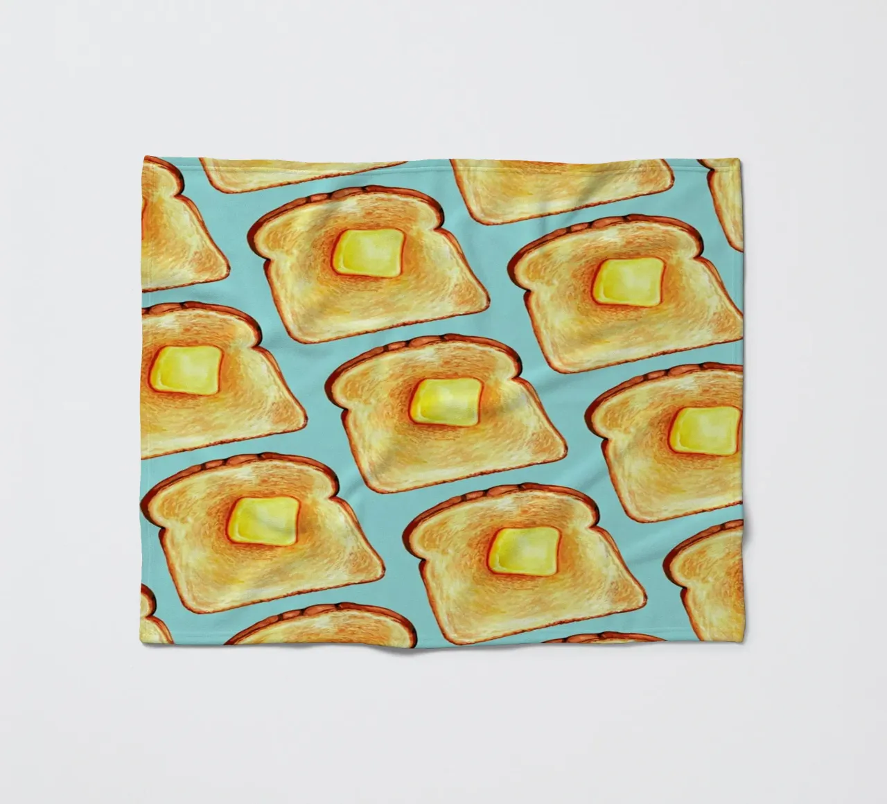 Breakfast Pattern Blue Toast manta de franela de Kelly Gilleran