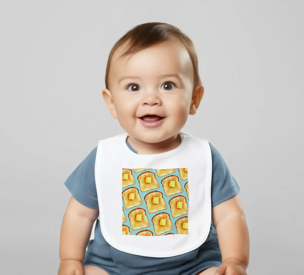 Breakfast Pattern Blue Toast bavaglino da Kelly Gilleran