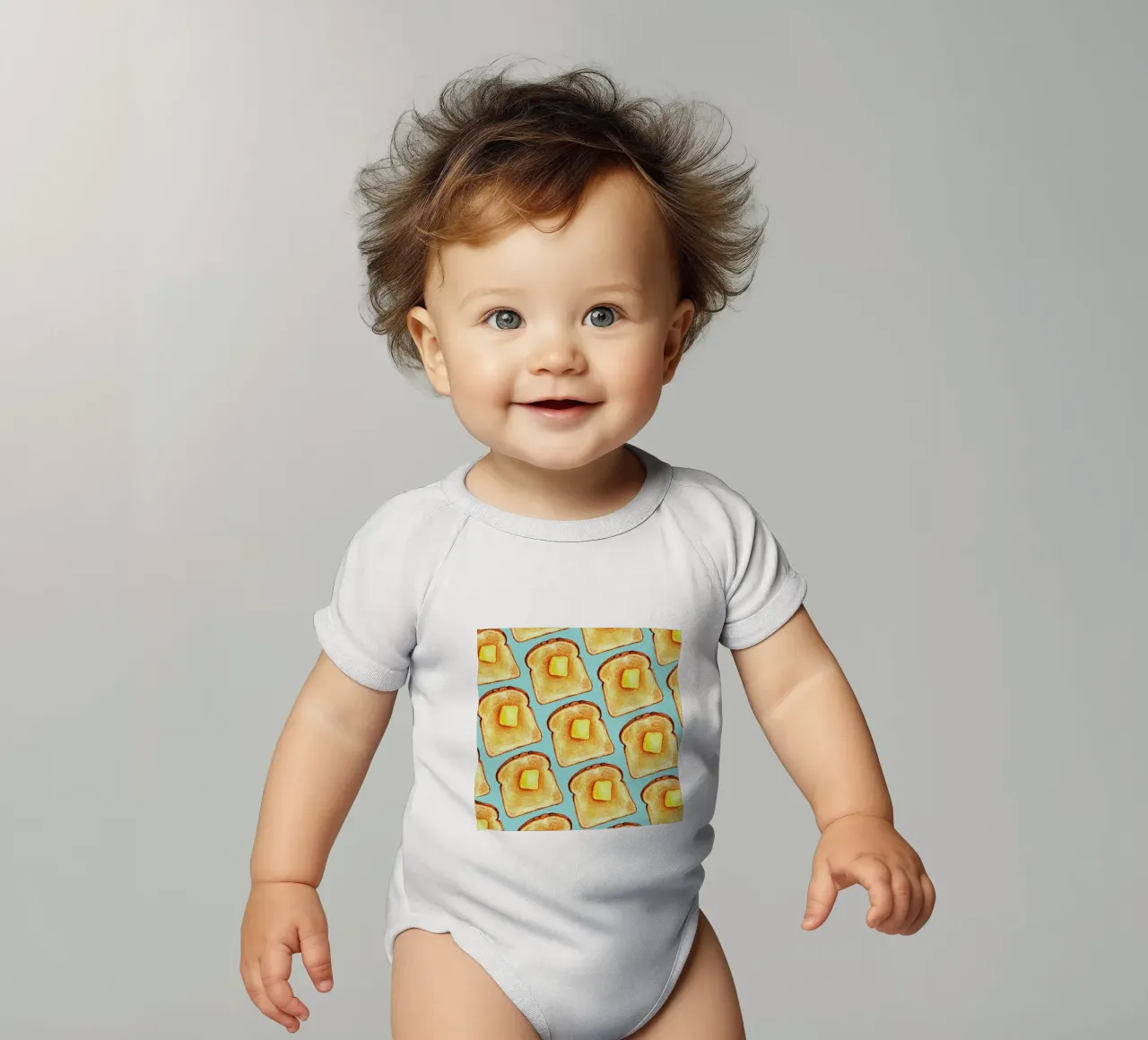 Breakfast Pattern Blue Toast body neonato maniche corte da Kelly Gilleran