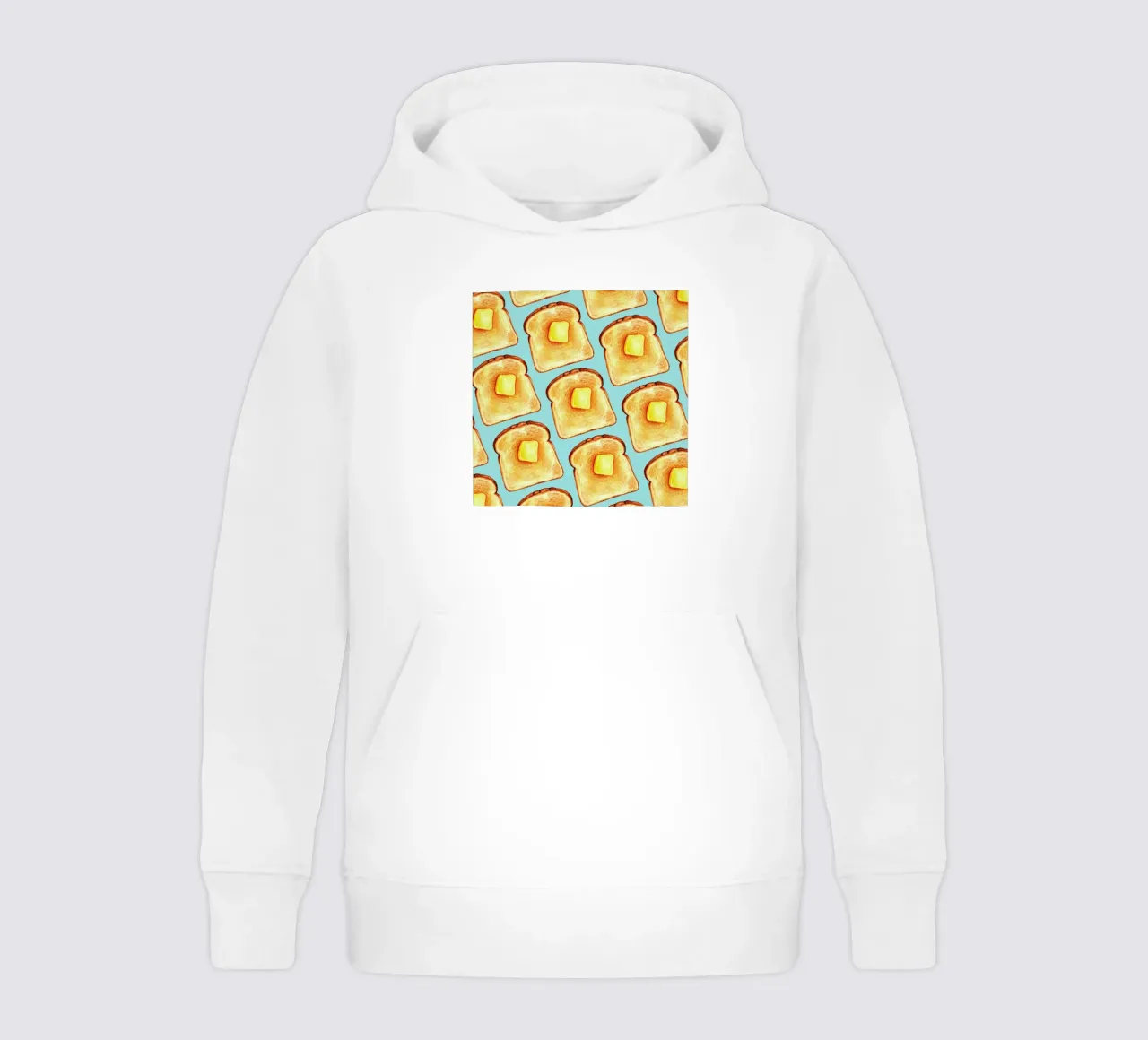 Breakfast Pattern Blue Toast felpa bambino con cappuccio da Kelly Gilleran
