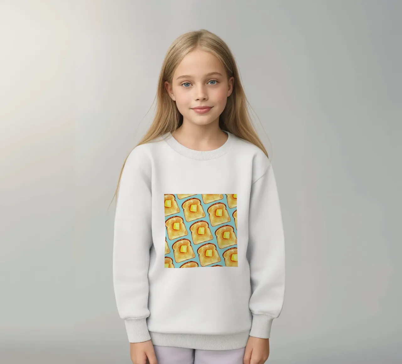 Breakfast Pattern Blue Toast felpa bambino da Kelly Gilleran