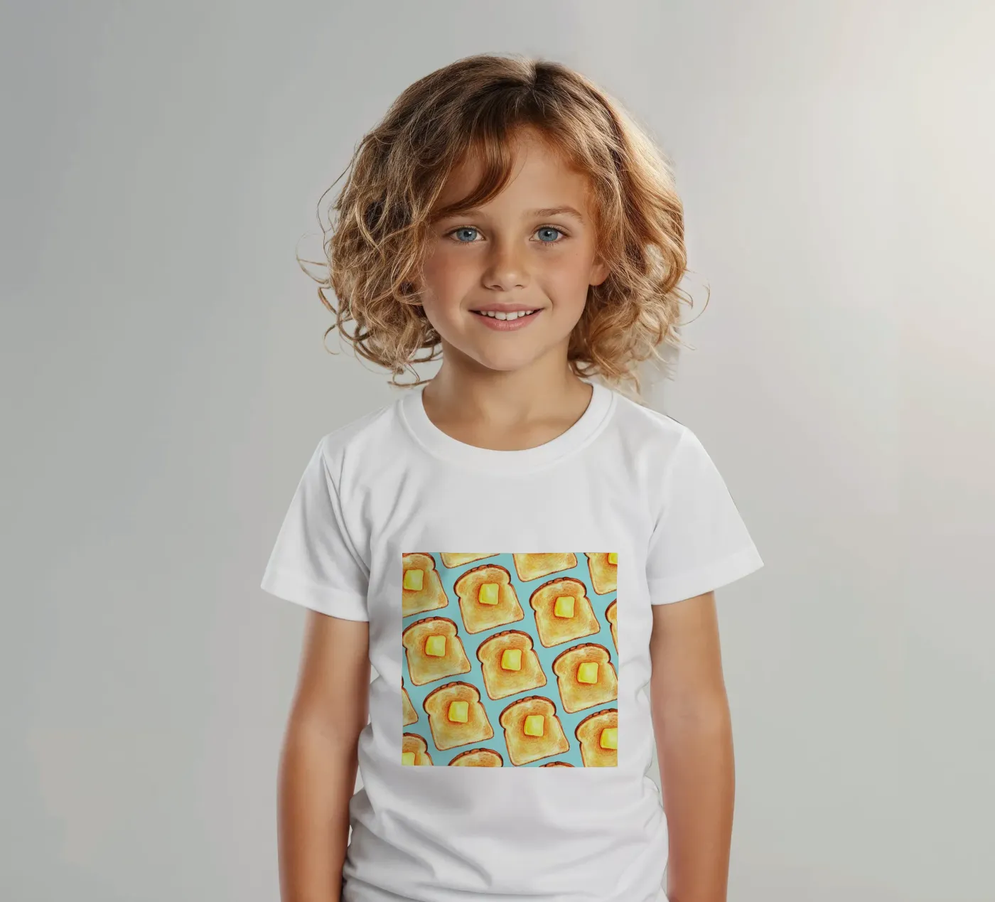 Breakfast Pattern Blue Toast t-shirt bambini da Kelly Gilleran