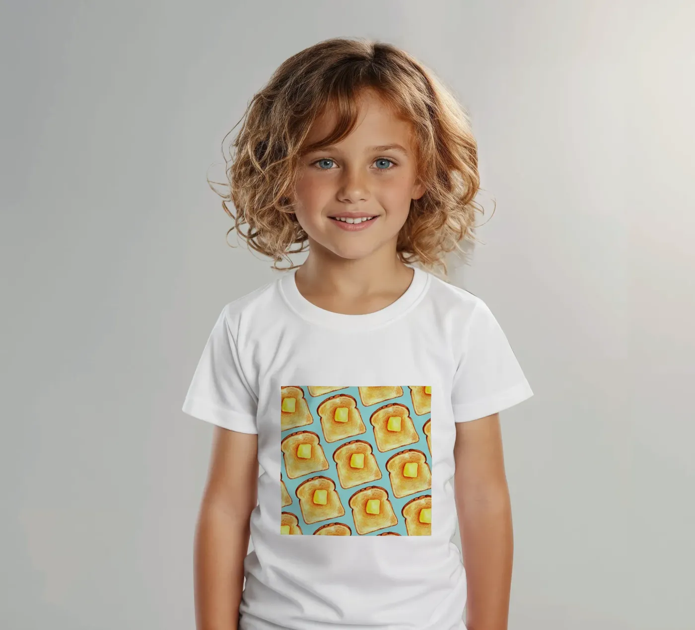 Breakfast Pattern Blue Toast t-shirt bambini da Kelly Gilleran
