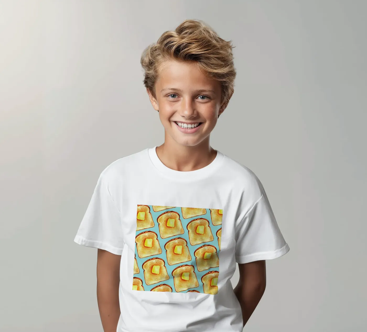 Breakfast Pattern Blue Toast t-shirt bambini da Kelly Gilleran