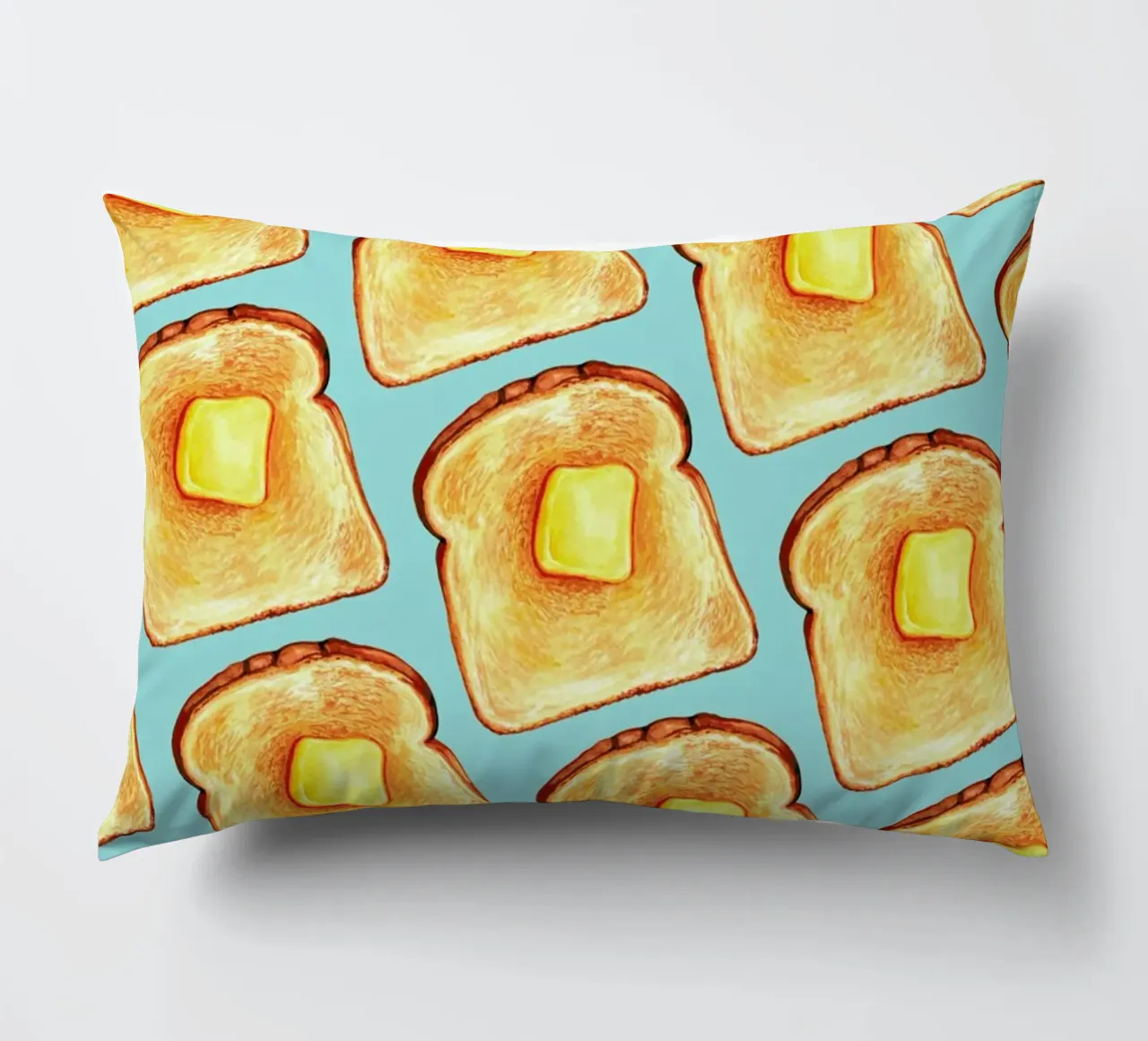 Breakfast Pattern Blue Toast cuscino da Kelly Gilleran