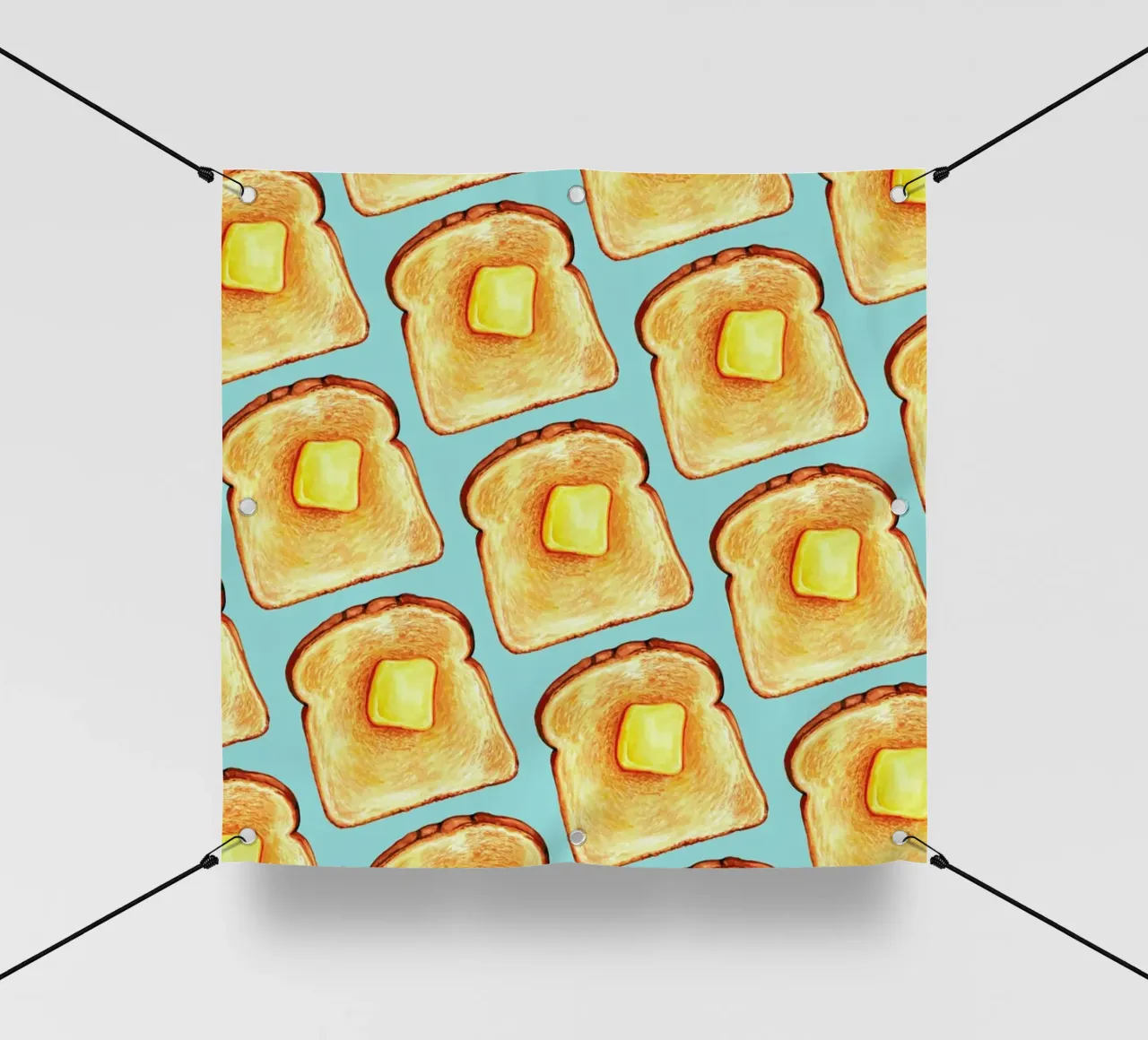 Breakfast Pattern Blue Toast telo in pvc da Kelly Gilleran