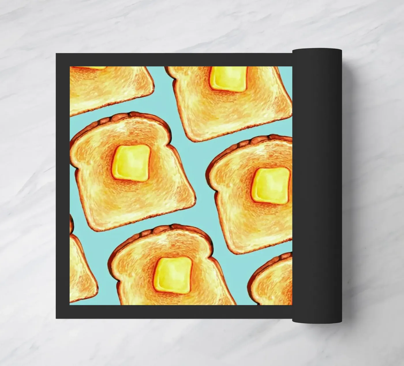 Breakfast Pattern Blue Toast zerbino da Kelly Gilleran