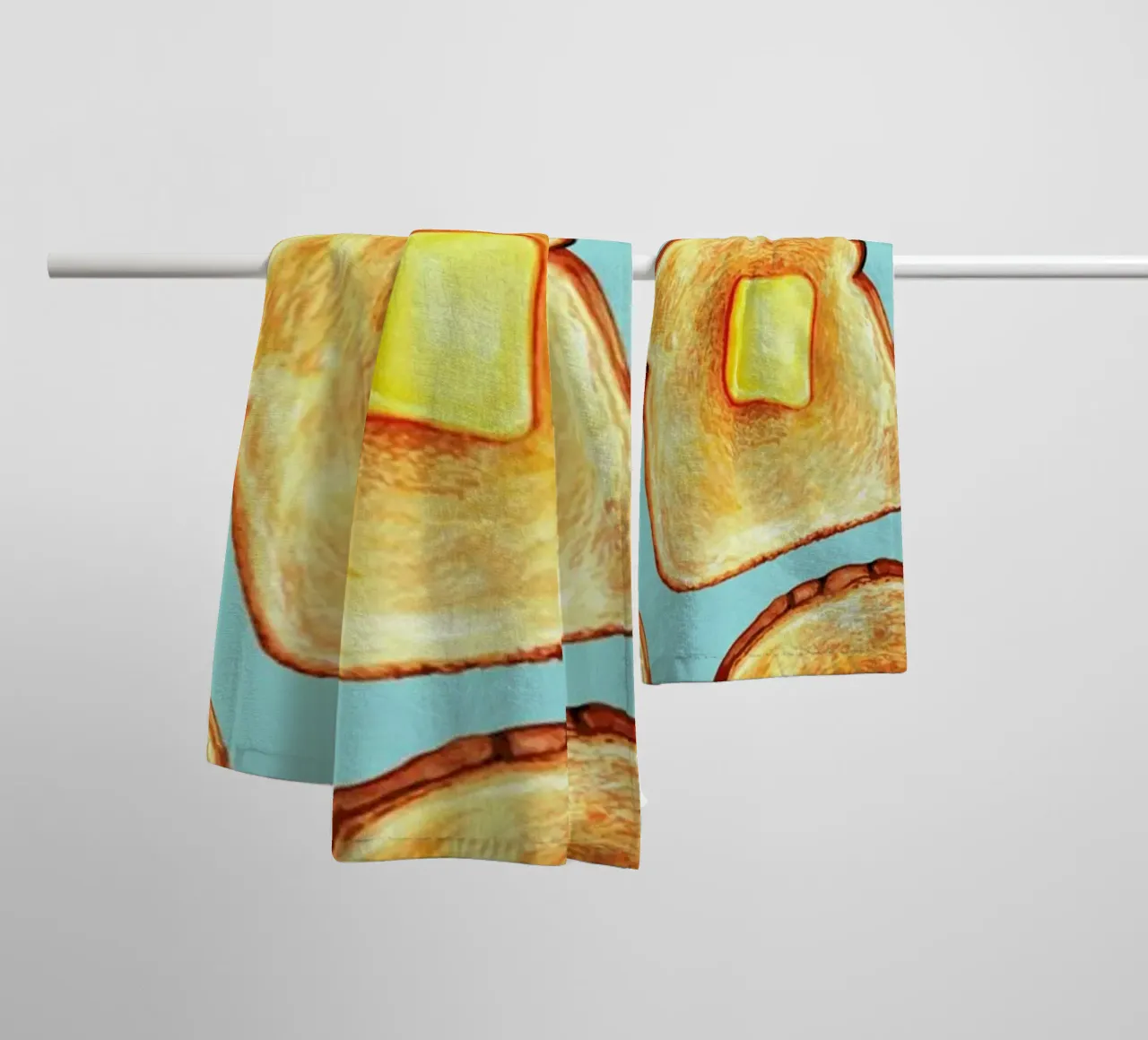 Breakfast Pattern Blue Toast toalla de baño de Kelly Gilleran