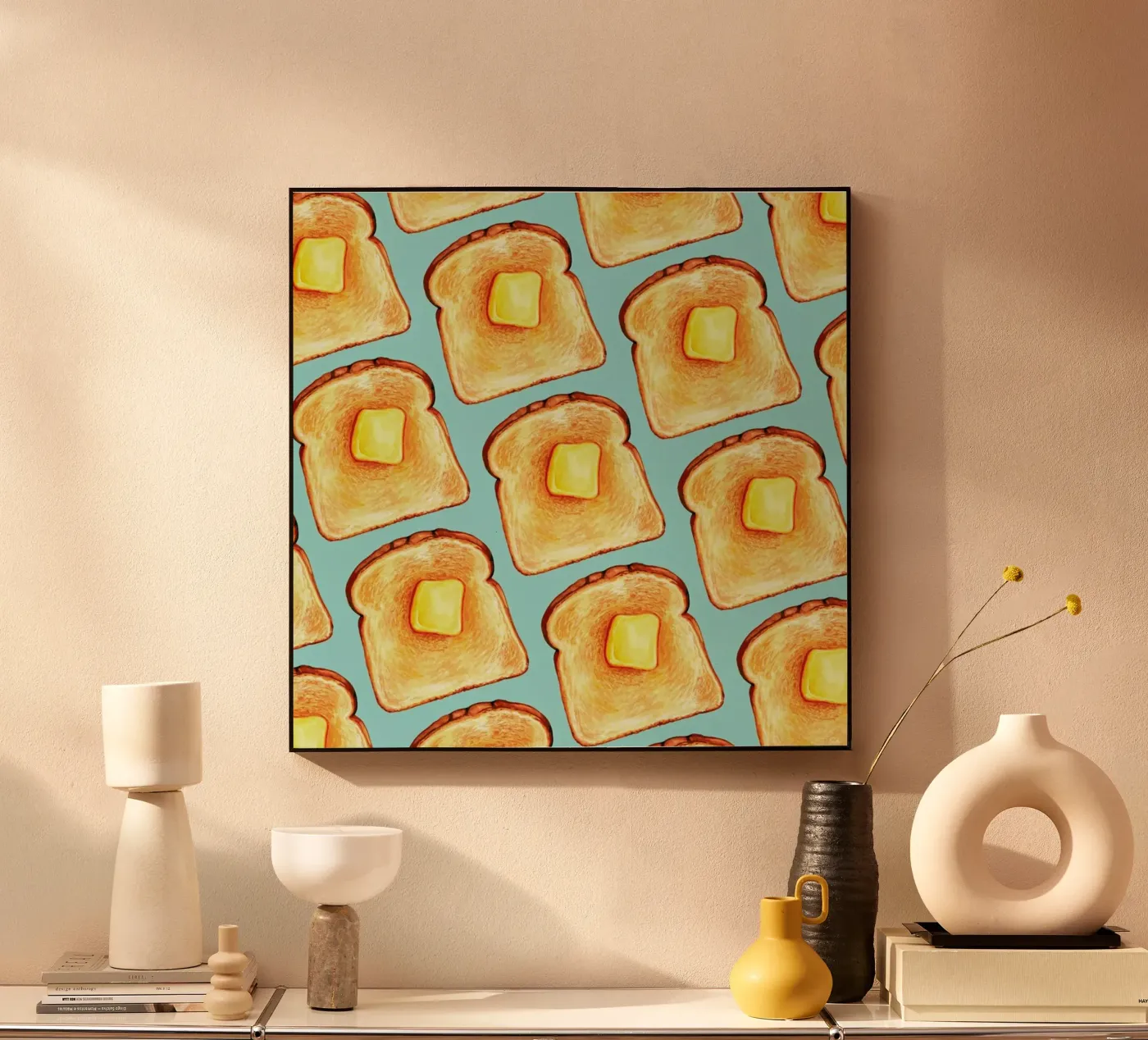 Breakfast Pattern Blue Toast acryl van Kelly Gilleran