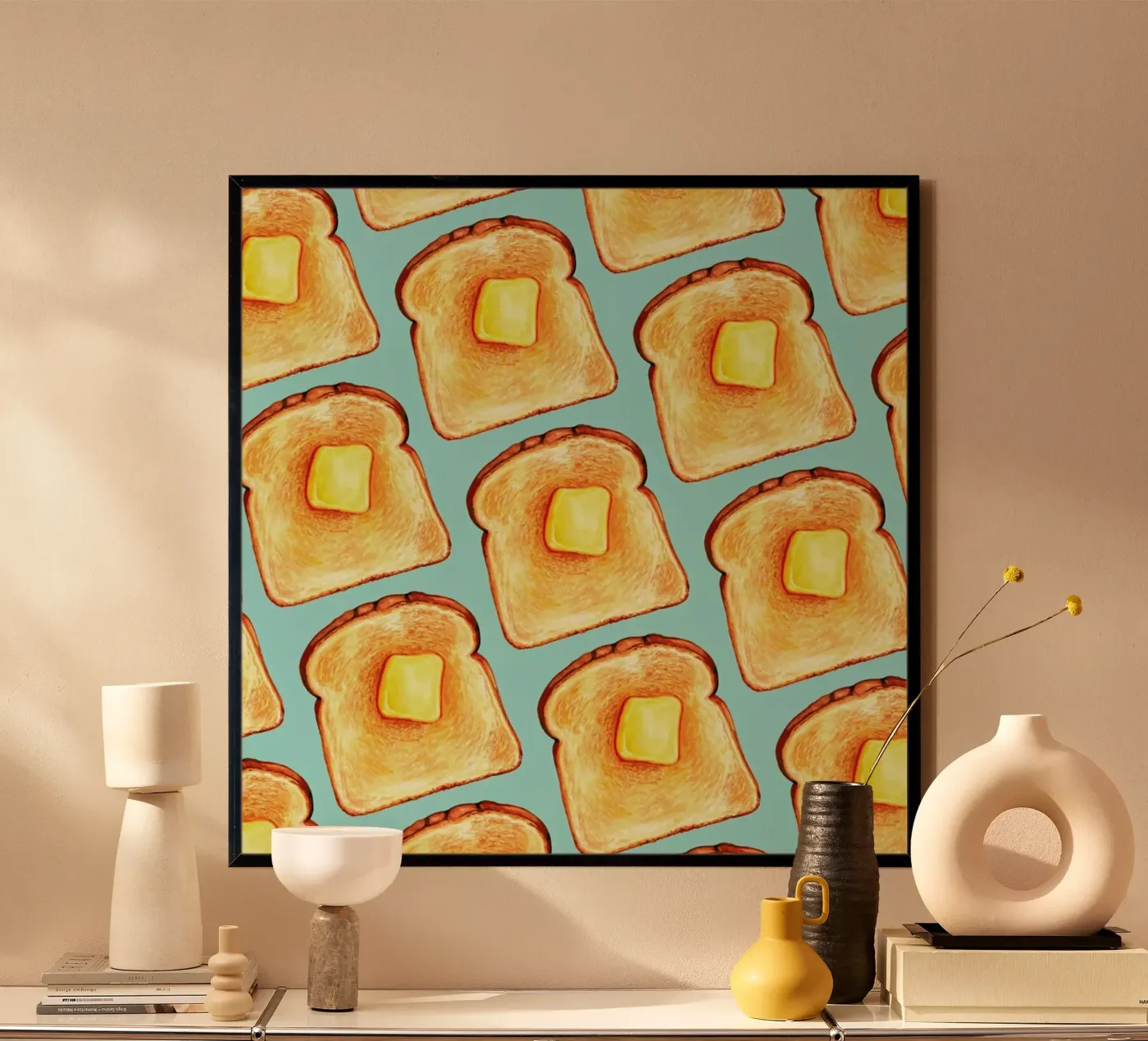 Breakfast Pattern Blue Toast poster by Kelly Gilleran