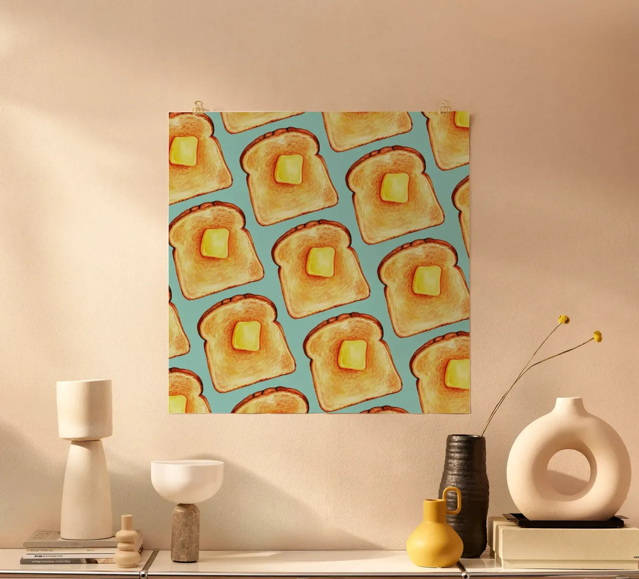 Breakfast Pattern Blue Toast poster da Kelly Gilleran