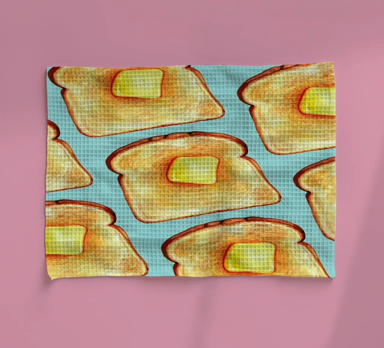Breakfast Pattern Blue Toast paño de cocina de Kelly Gilleran