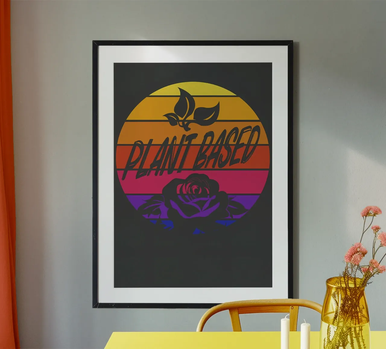 Retro vintage roses poster con telaio in plastica da diedrich
