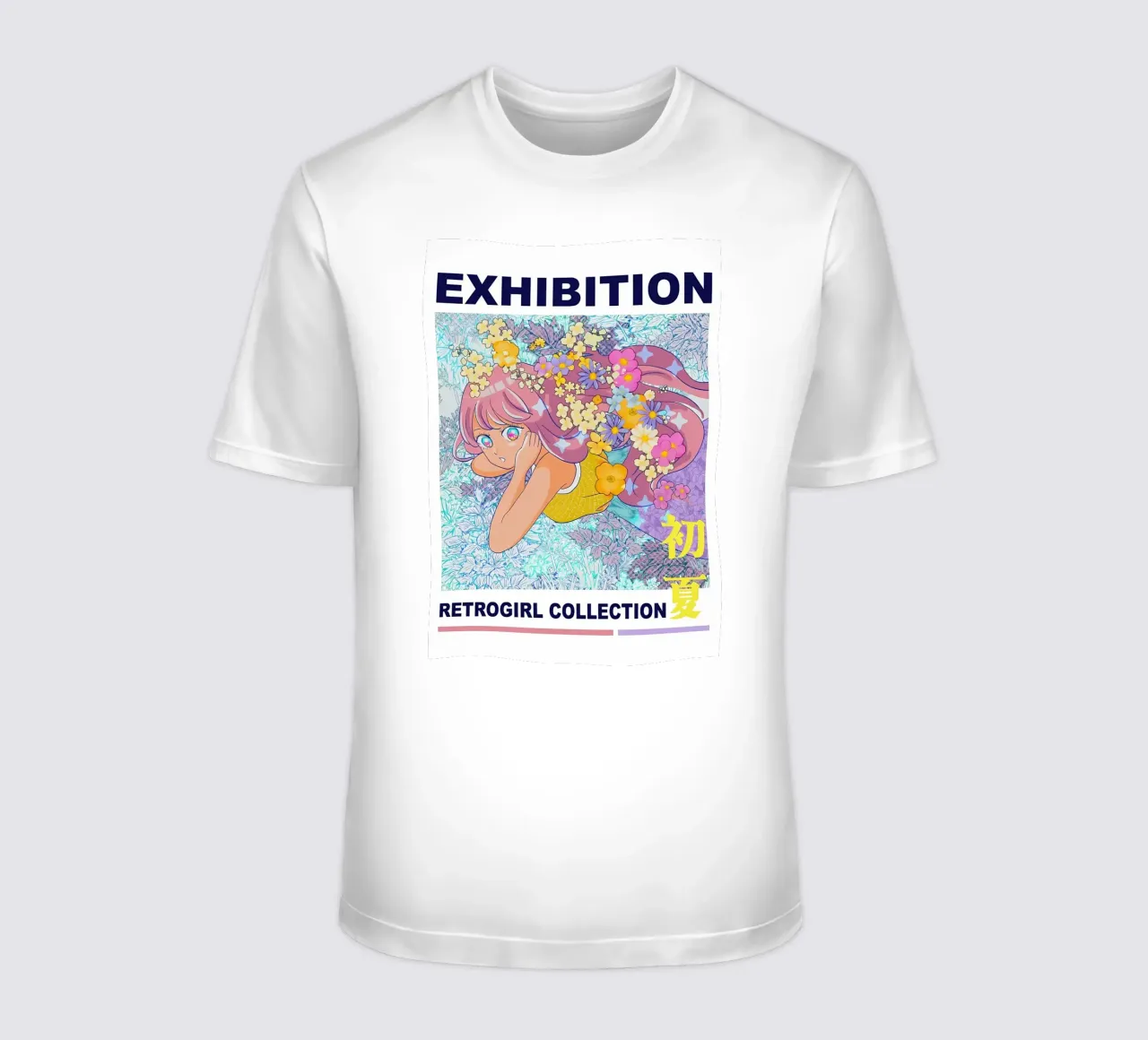 Ragazza retrò con fiori t-shirt da diedrich