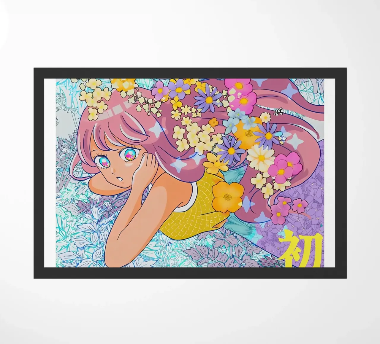 Ragazza retrò con fiori zerbino da diedrich