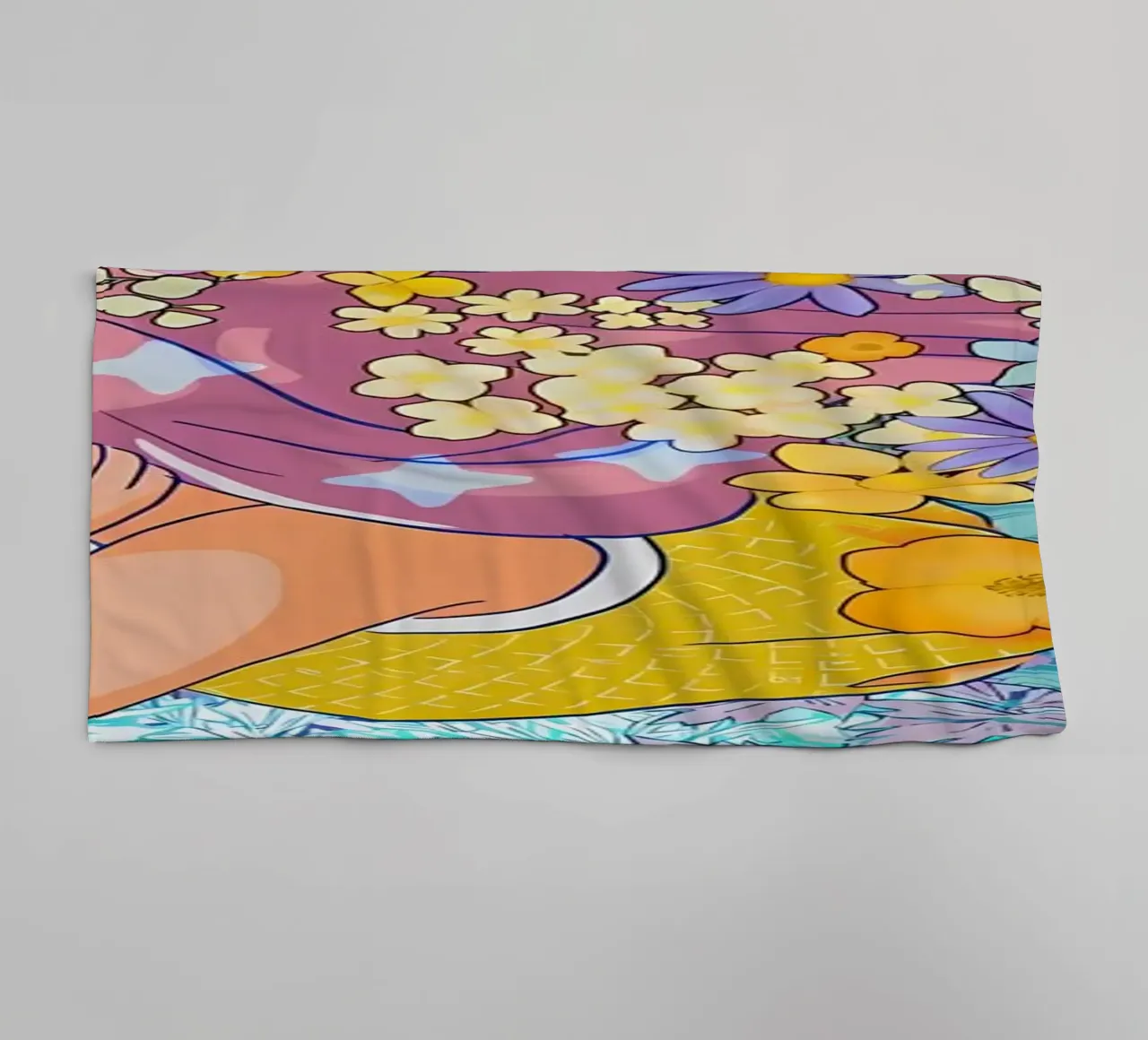 Ragazza retrò con fiori asciugamano da bagno da diedrich