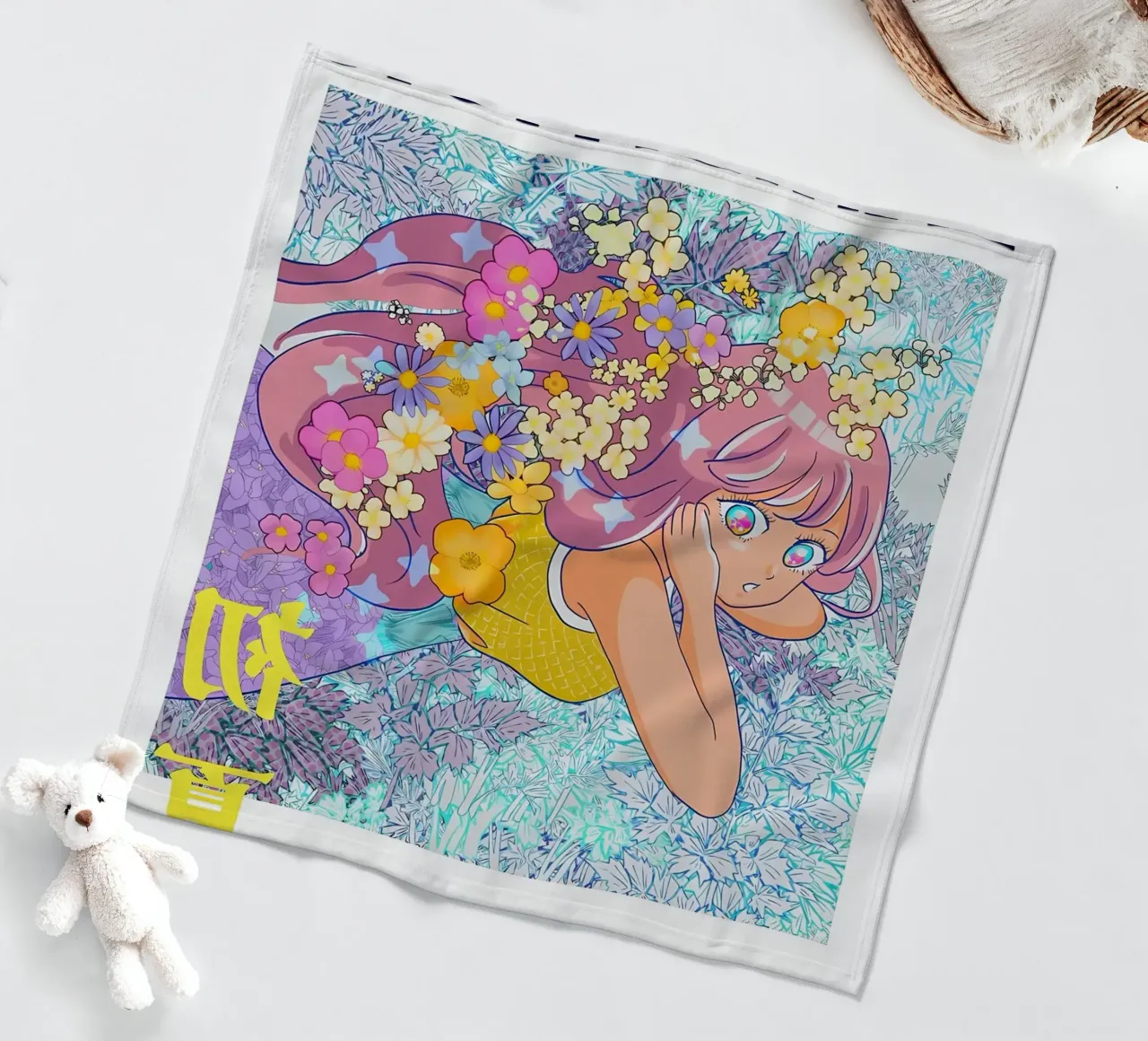 Ragazza retrò con fiori coperta in pile da diedrich