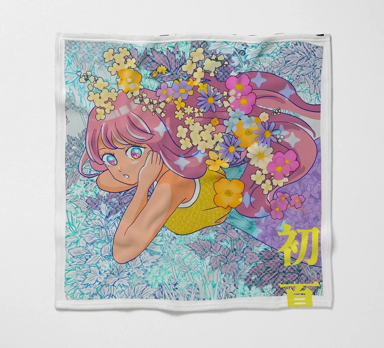Ragazza retrò con fiori coperta in pile da diedrich