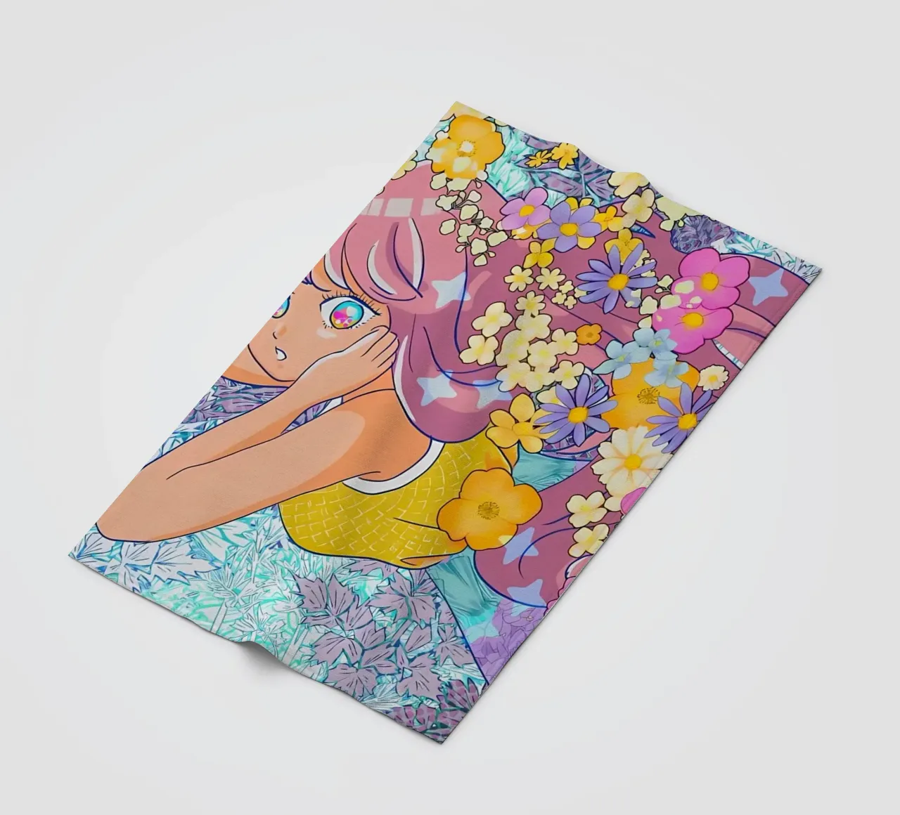 Ragazza retrò con fiori coperta in pile da diedrich