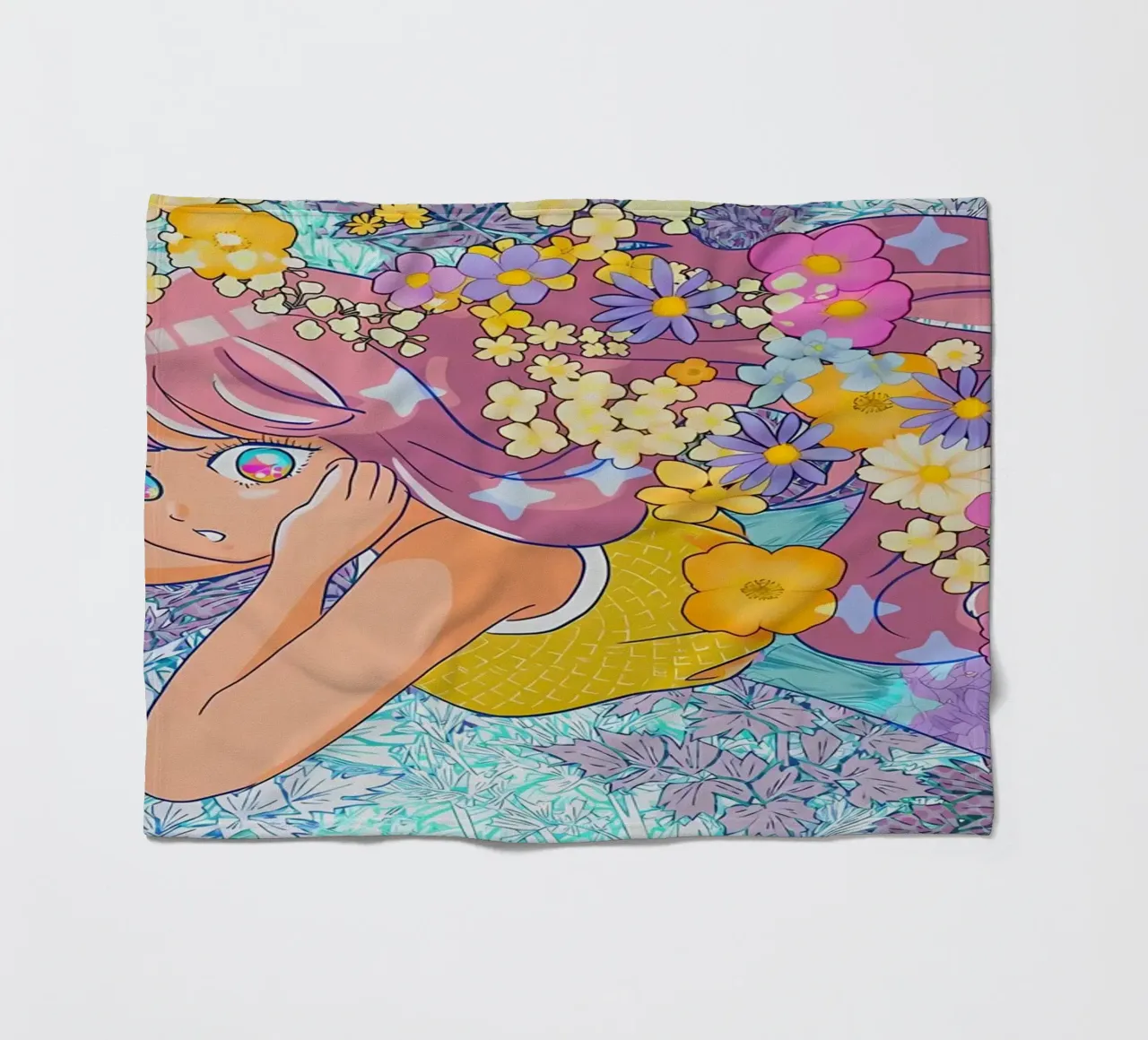 Ragazza retrò con fiori coperta in pile da diedrich