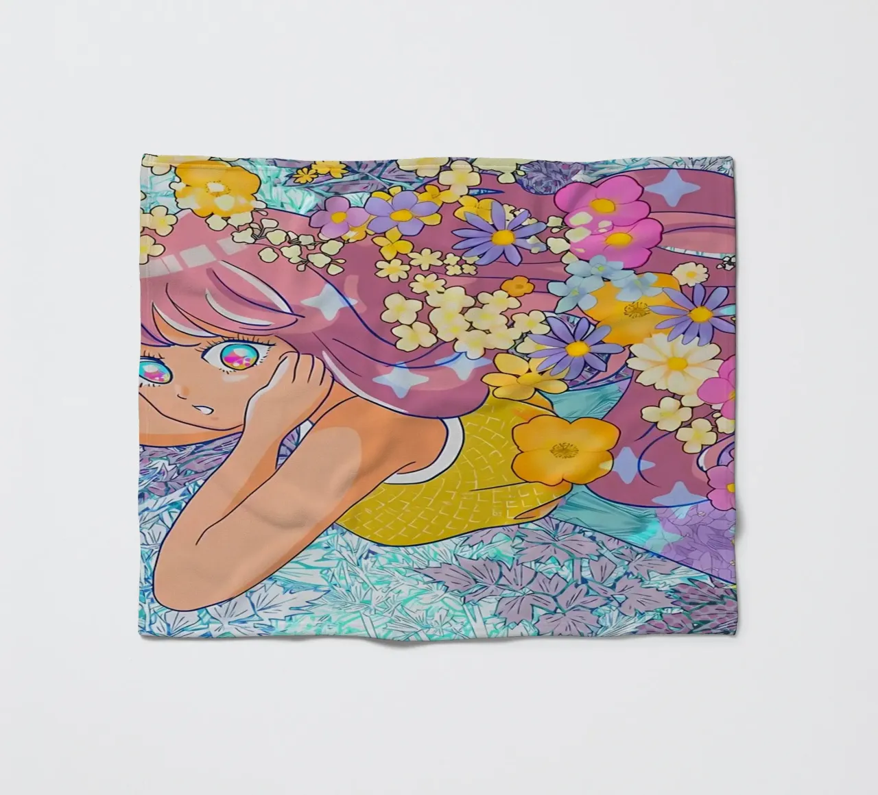 Ragazza retrò con fiori coperta in pile da diedrich